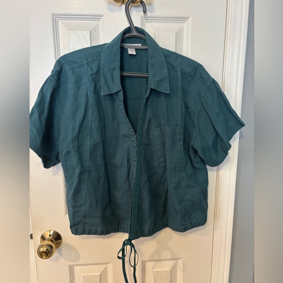 Athleta Playa Tie Top Size Large Linen Tie Wrap - Picture 1 of 7